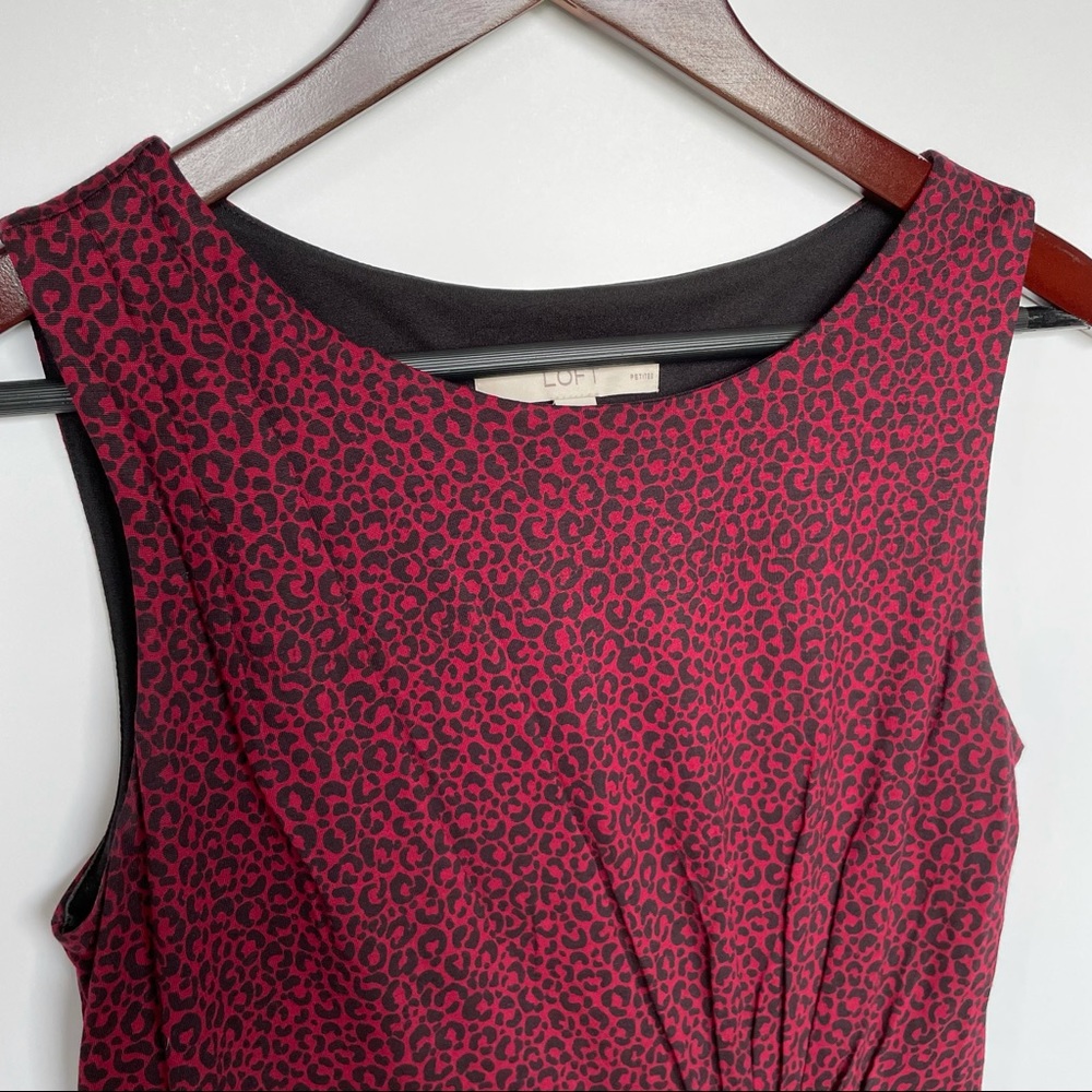 Ann Taylor Loft Sleeveless Dress Red Animal Print Size Petite Small